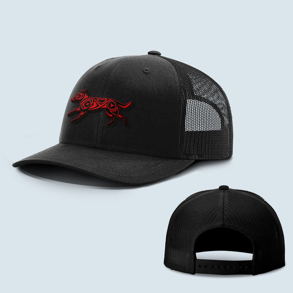 Skully Leather Patch Hat - Red